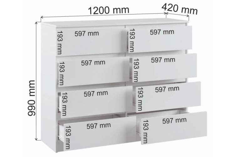 Комод Мадера 1200.8 лдсп белый-2