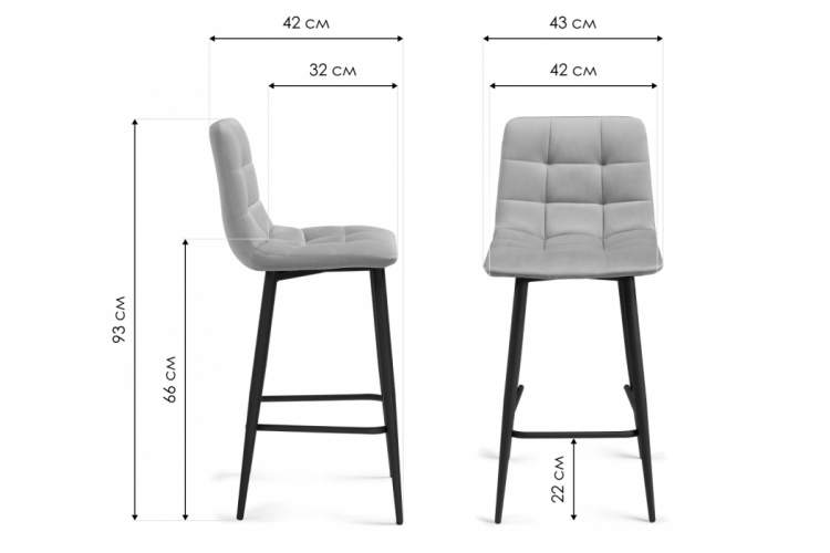 Барный стул полубарных Симпл 2 шт темно-серый / черный-2