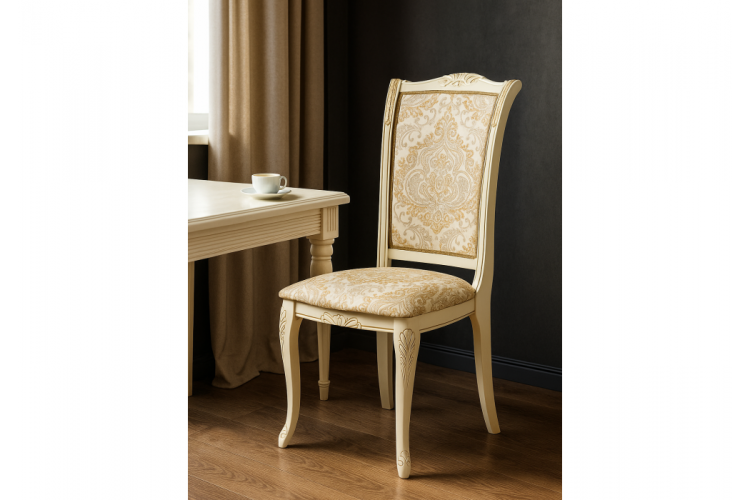 Стул деревянный Керия слоновая кость / золото патина-1