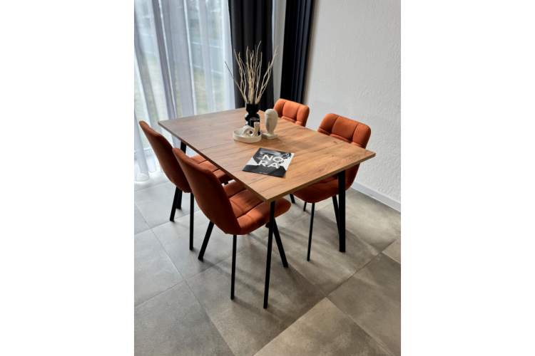 Стол деревянный Кортни 117 (157) x 77 дуб крафт золотой / черный матовый-15