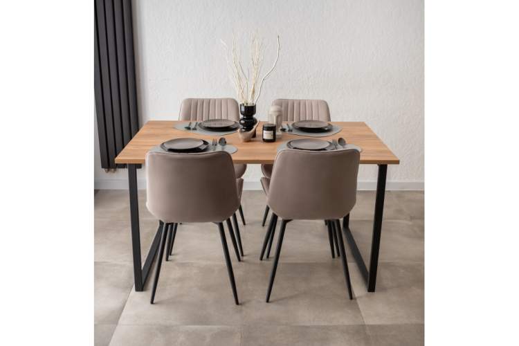 Стол деревянный Лиман 140 х 80 дуб крафт золотой / черный матовый-13