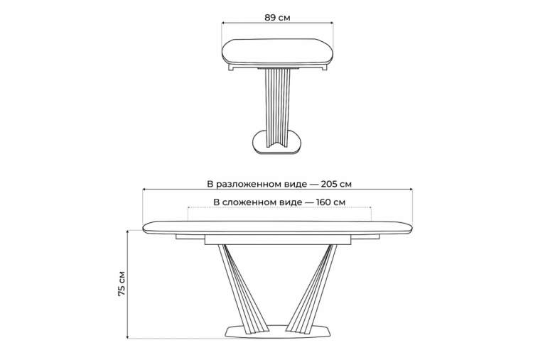 Керамический стол Вейл 160(205)х89 черный мрамор shakespeare black / черный-2