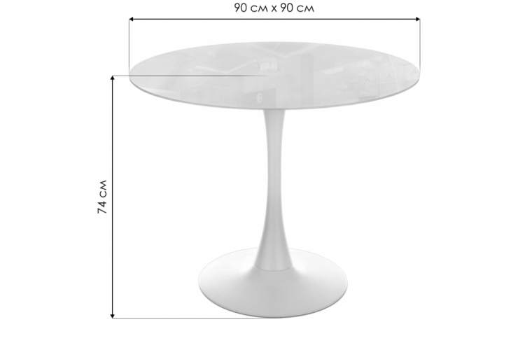 Стол стеклянный Tulip 90 super white glass-1