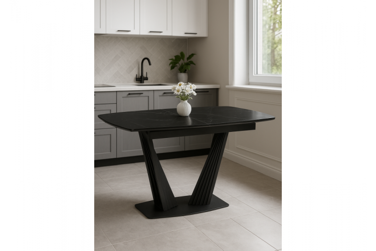 Керамический стол Вейл 160(205)х89 черный мрамор shakespeare black / черный-1