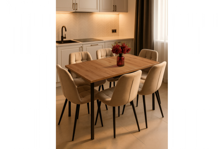 Стол деревянный Кортни 117 (157) x 77 дуб крафт золотой / черный матовый-2