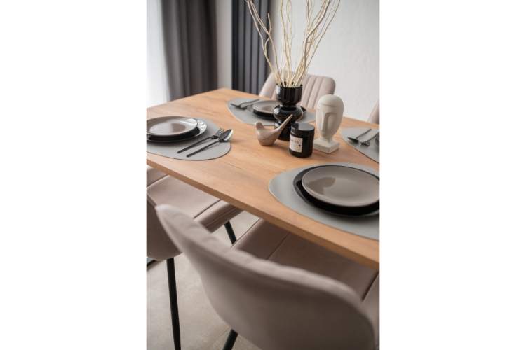 Стол деревянный Лиман 140 х 80 дуб крафт золотой / черный матовый-12