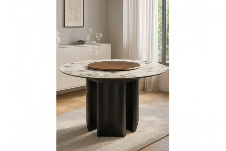 Керамический стол Иган 137 орех кантри / arctic ocean / черный-1