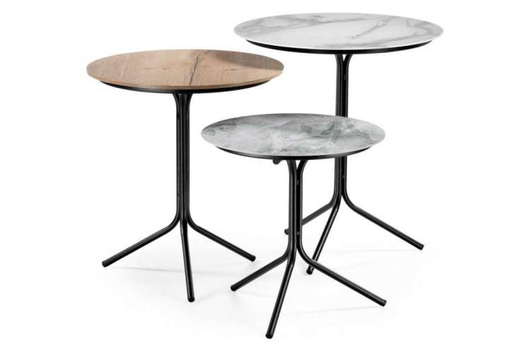 Журнальный стол Рускус белый мрамор / серый мрамор / галифакс