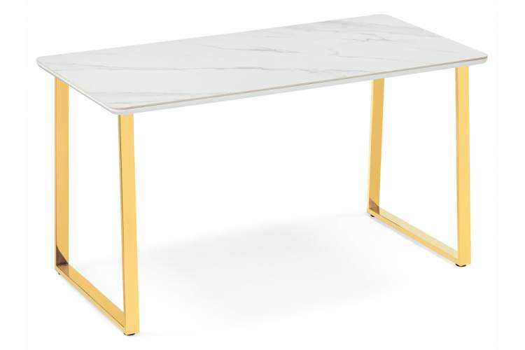 Керамический стол Селена 2 180х90х77 белый мрамор / золото