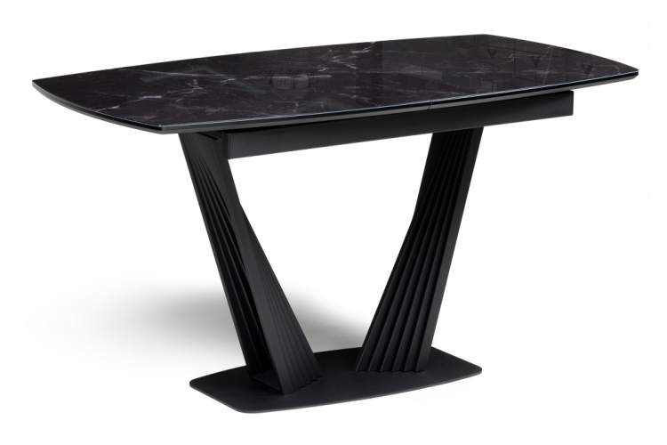 Стол стеклянный Вейл 140(180)х80 черный мрамор / черный