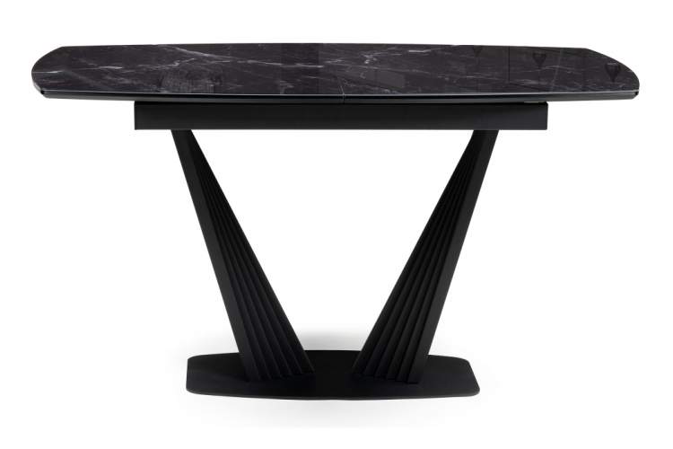 Стол стеклянный Вейл 140(180)х80 черный мрамор / черный-7