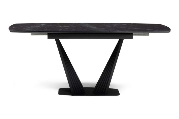 Стол стеклянный Вейл 140(180)х80 черный мрамор / черный-8