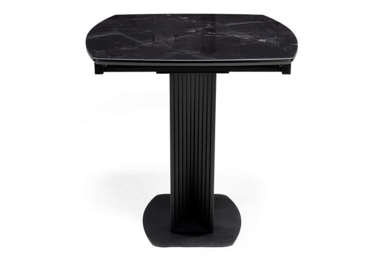 Стол стеклянный Вейл 140(180)х80 черный мрамор / черный-9