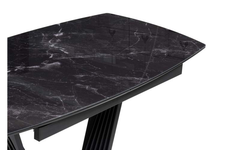 Стол стеклянный Вейл 140(180)х80 черный мрамор / черный-11