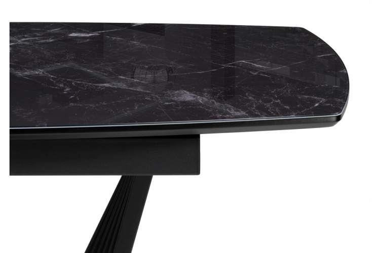 Стол стеклянный Вейл 140(180)х80 черный мрамор / черный-12
