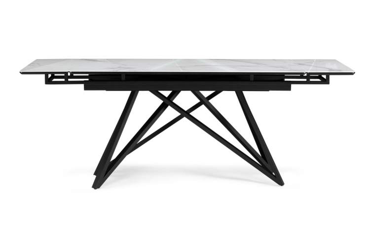 Стол стеклянный Вилсон 140(200)х80 белый мрамор / черный-2