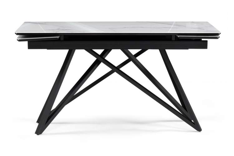 Стол стеклянный Вилсон 140(200)х80 белый мрамор / черный-3