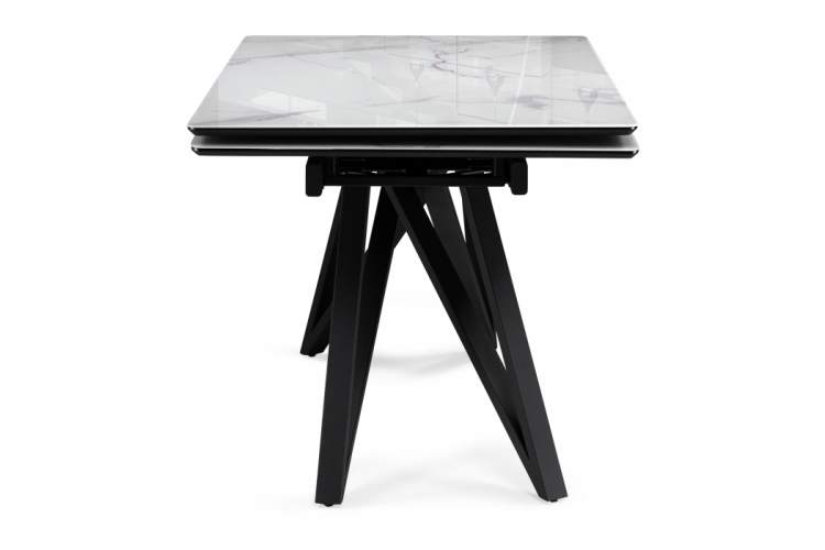 Стол стеклянный Вилсон 140(200)х80 белый мрамор / черный-4