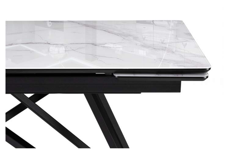 Стол стеклянный Вилсон 140(200)х80 белый мрамор / черный-6