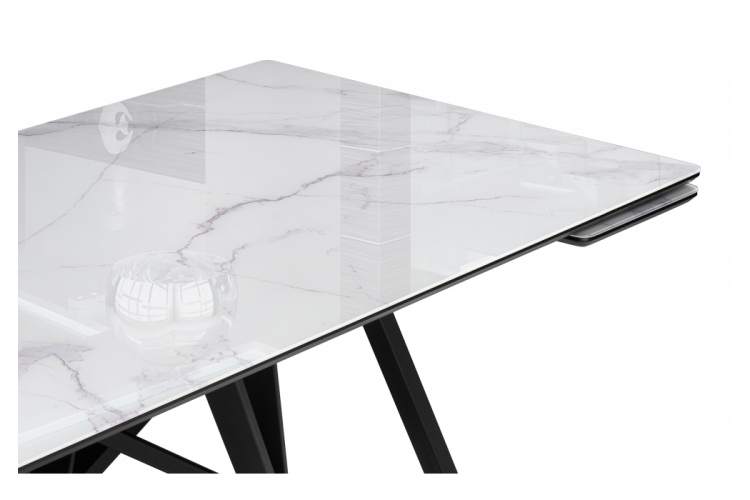 Стол стеклянный Вилсон 140(200)х80 белый мрамор / черный-7