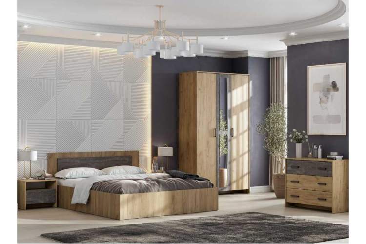 Шкаф Taika дуб золотой / камень темный-2