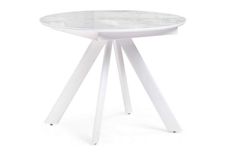 Стол стеклянный Галвестон 100х76 белый мрамор / белый