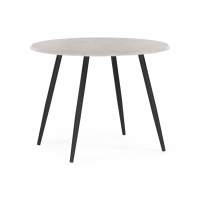 Стол деревянный Абилин 100 мрамор светло-серый / черный матовый