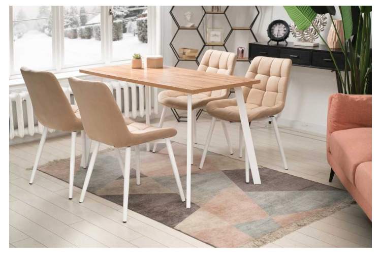 Тринити Лофт 120х60х75 25 мм дуб вотан / матовый белый Стол деревянный-5