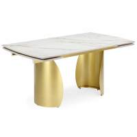 Керамический стол Готланд 160(220)x90 бежевый (fnz9206037) / золото