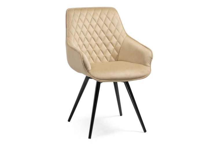 Стул на металлокаркасе Эгел крутящееся бежевый / черный глянец-1