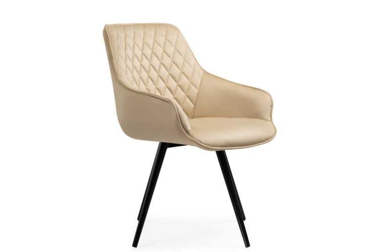 Стул на металлокаркасе Эгел крутящееся бежевый / черный глянец-3