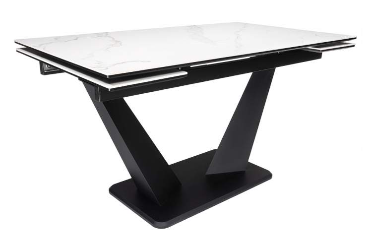 Керамический стол Кели 140(200)х80х76 белый / черный