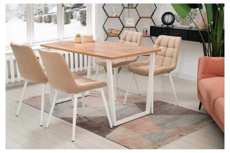 Стол деревянный Лота Лофт 140 25 мм дуб вотан / белый матовый-5