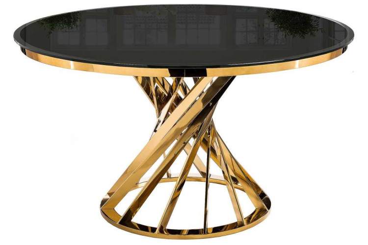 Стол стеклянный Twist gold / black