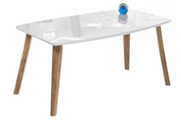 Стол стеклянный Серсея белый / дуб монтана