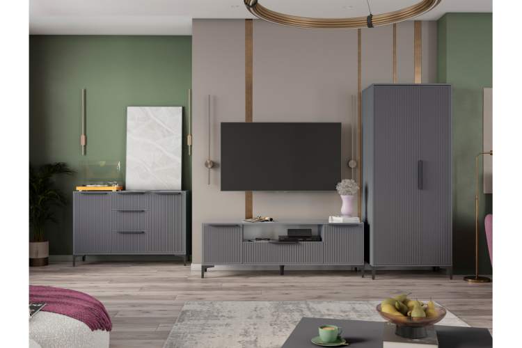 Готовая гостиная Иадама графит / графит софт комплектация 2