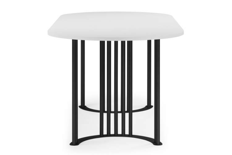 Стол деревянный Хьюго О 180 х 90 белая шагрень пленка / черные ноги-7