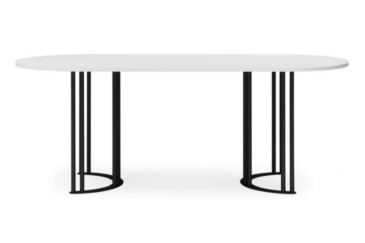 Стол деревянный Хьюго О 180 х 90 белая шагрень пленка / черные ноги-8