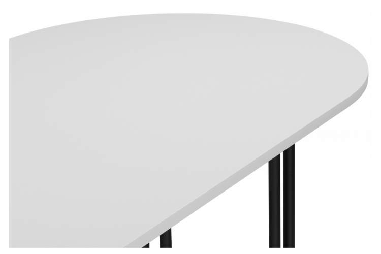 Стол деревянный Хьюго О 180 х 90 белая шагрень пленка / черные ноги-9