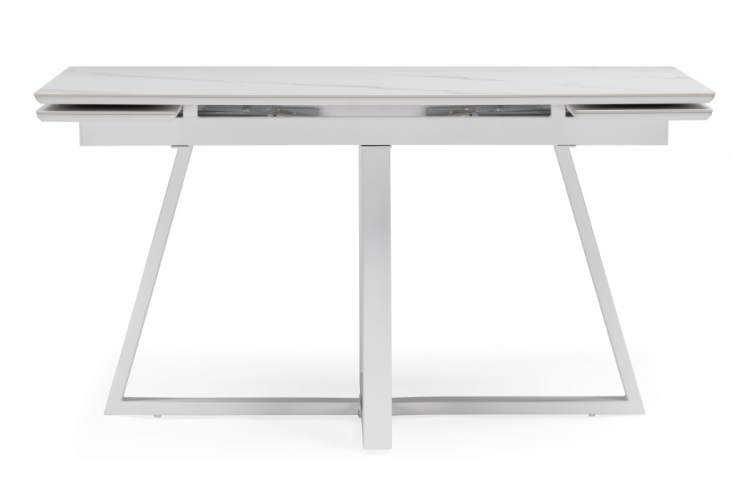 Керамический стол Памелла 140 (200) х 80 белый мрамор alpin white / snow white / белый-9