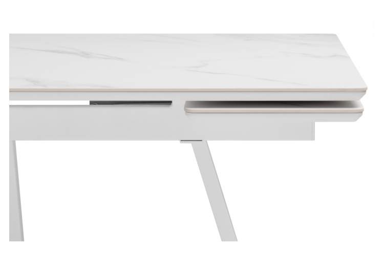 Керамический стол Памелла 140 (200) х 80 белый мрамор alpin white / snow white / белый-12
