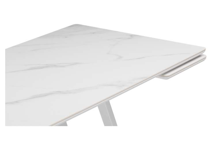 Керамический стол Памелла 140 (200) х 80 белый мрамор alpin white / snow white / белый-13