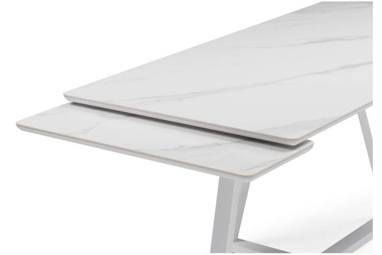 Керамический стол Памелла 140 (200) х 80 белый мрамор alpin white / snow white / белый-14