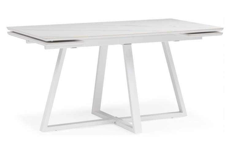 Керамический стол Памелла 140 (200) х 80 белый мрамор alpin white / snow white / белый