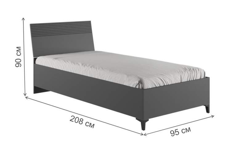 Кровать Ника 90х200 с основанием дсп эйхория QR-17 / графит-1
