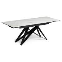 Керамический стол Блэкберн 140(200)х80 белый мрамор snow white / черный