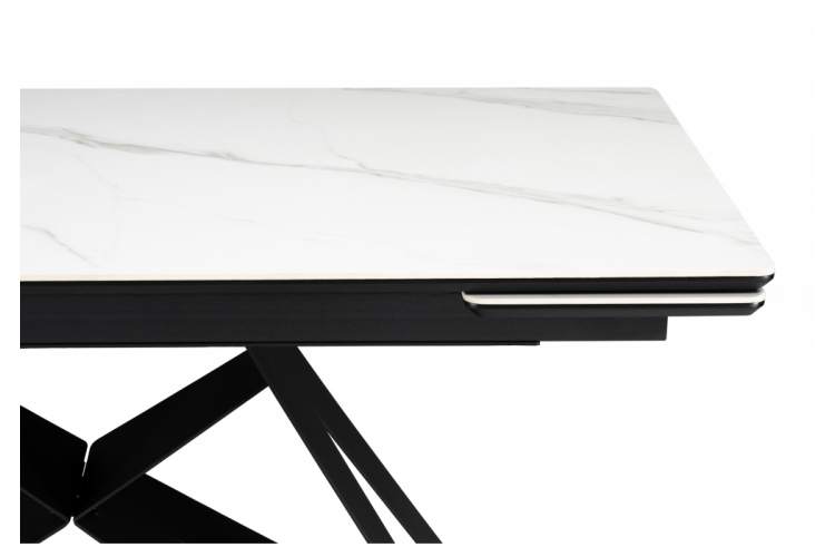 Керамический стол Блэкберн 140(200)х80 белый мрамор snow white / черный-12