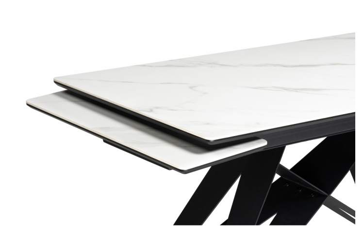 Керамический стол Блэкберн 140(200)х80 белый мрамор snow white / черный-14