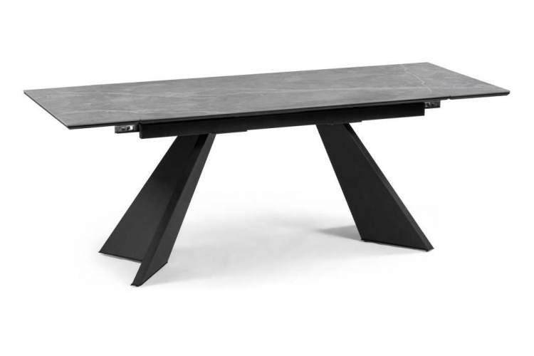 Керамический стол Ливи 140(200)х80х78 серый мрамор / черный