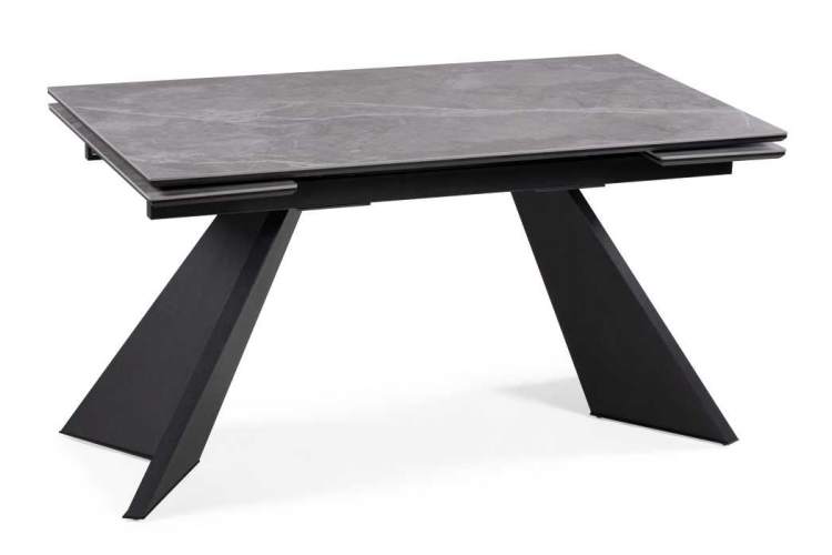 Керамический стол Ливи 140(200)х80х78 серый мрамор / черный-1